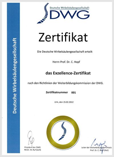 Excellence-Zertifikat Prof. Dr. med. Christof Hopf