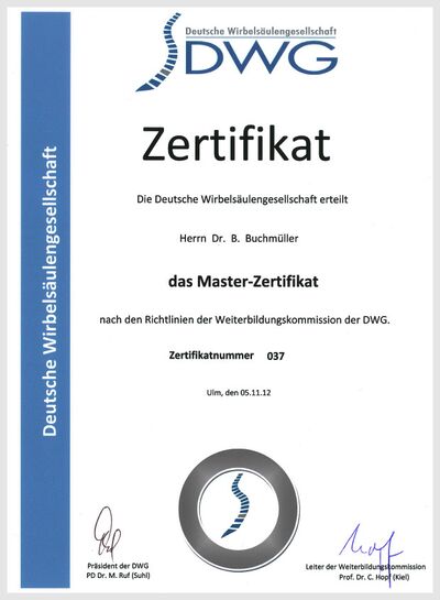 Master-Zertifikat Dr. med. Bernd Buchmüller