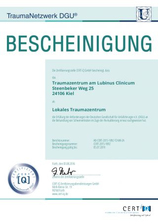 Lubinus Clinicum als Traumazentrum zertifiziert